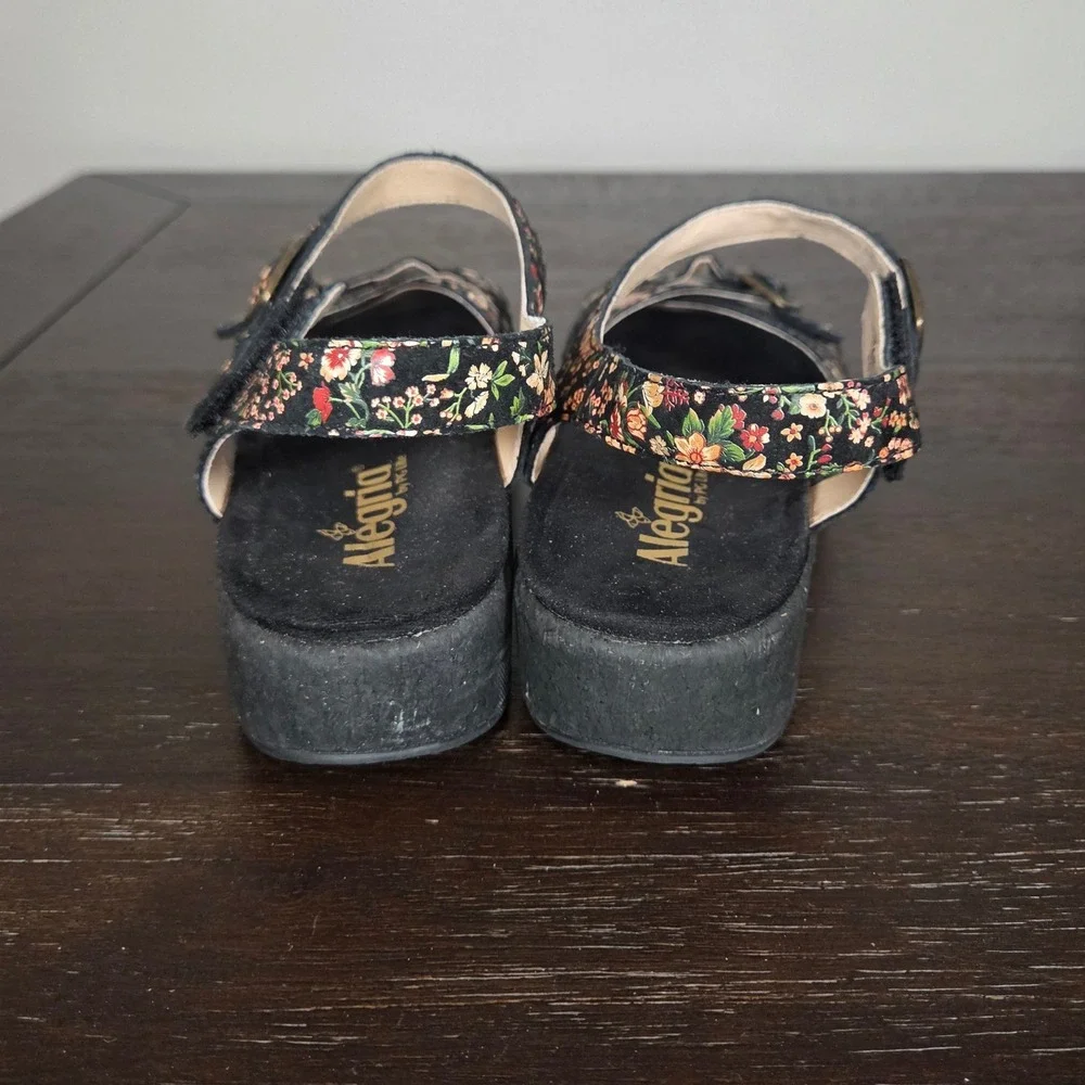 Alegria Leather Sandals Womens EU 38 US 8 Floral Comfort Hook Loop Shoes
